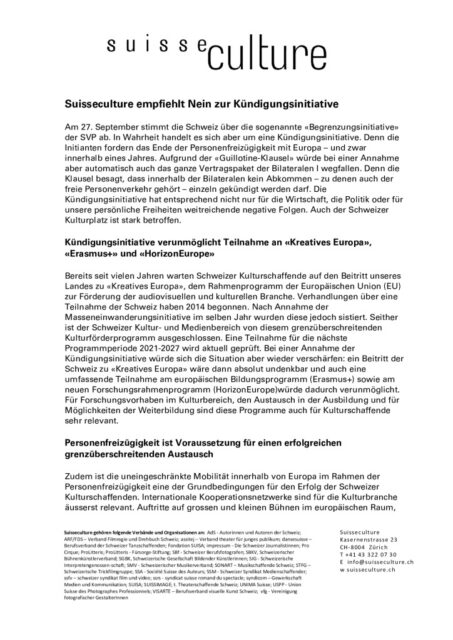 thumbnail of 20200904 Argumentarium Nein zur Kuendigungsinitiative Suisseculture